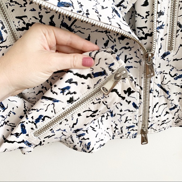 Roschterra Abstract Painted Moto Leather Jacket - Picture 5 of 15